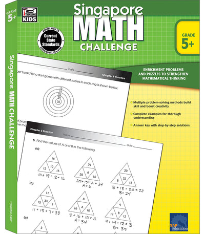Singapore Math - Challenge Workbook for 5th, 6th, 7th, 8th Grade Math, Paperback, Ages 10-14 with Answer Key (Volume 21)