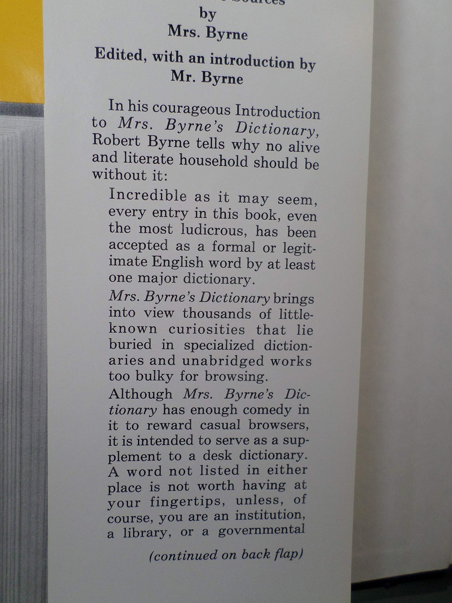 Mrs. Byrne's Dictionary of Unusual, Obscure, and Preposterous Words