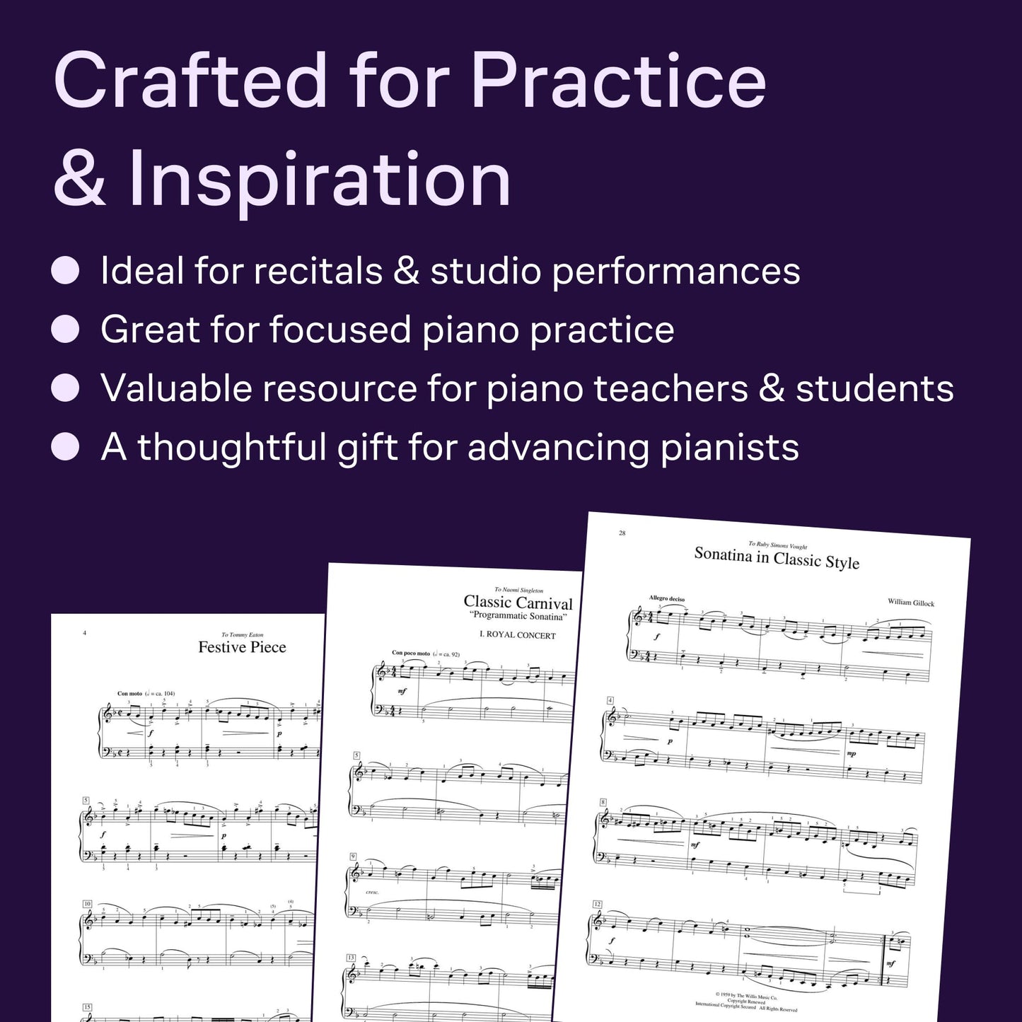 William Gillock: Classic Piano Repertoire  National Federation of Music Clubs 2020-2024 Selection  Piano Solo Sheet Music Songbook for Intermediate to Advanced Players  Recital and Study
