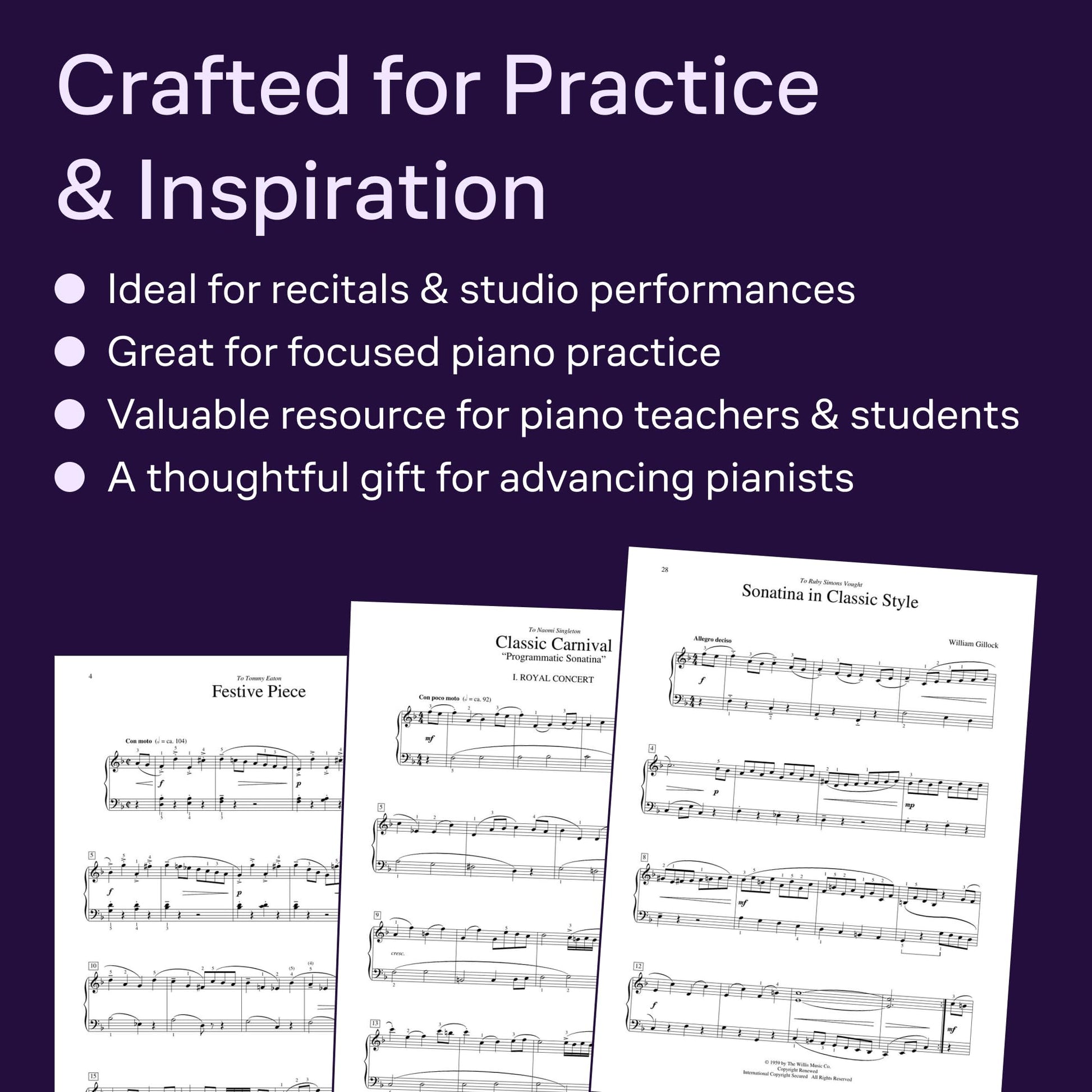 William Gillock: Classic Piano Repertoire  National Federation of Music Clubs 2020-2024 Selection  Piano Solo Sheet Music Songbook for Intermediate to Advanced Players  Recital and Study