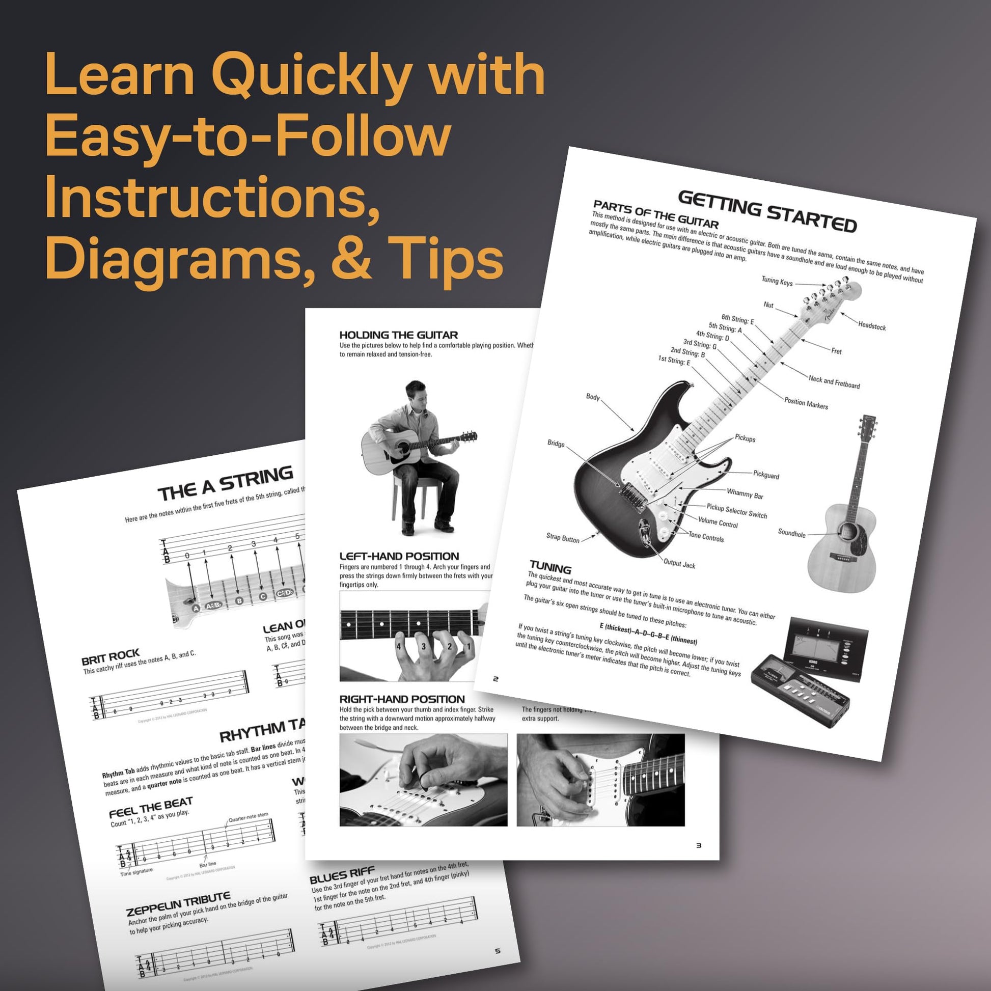 Guitar Tab Method - Book 1  Beginner Guitar Tabs Songbook for Acoustic or Electric Guitar Players  Learn Guitar with Easy Riffs Chords and Popular ... Sheet Music (Hal Leonard Guitar Tab Method)