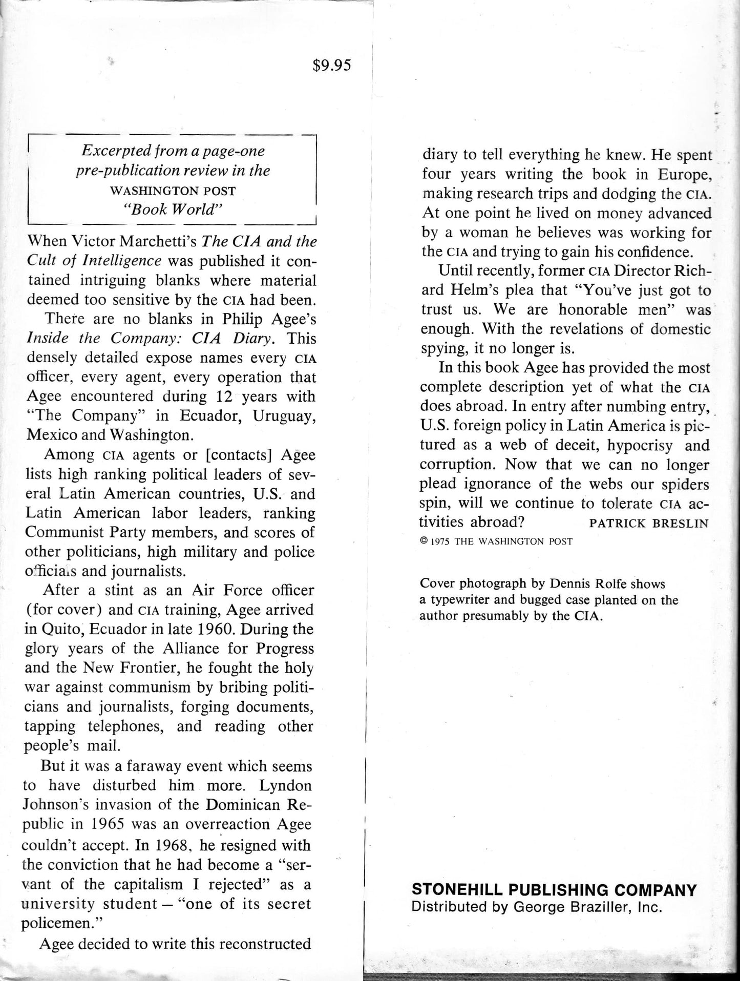 Inside the Company: CIA Diary by Agee, Philip