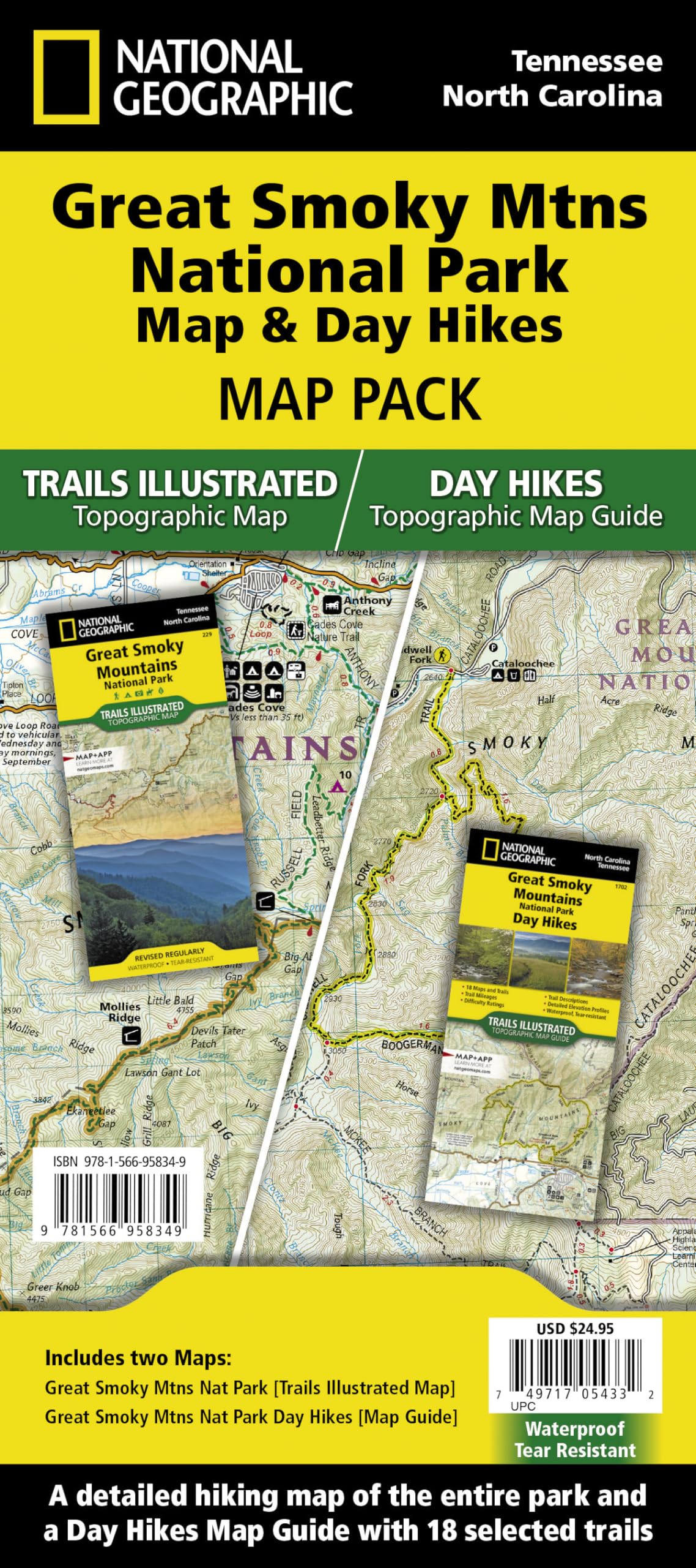 Great Smoky Mountains Day Hikes and National Park Map [Map Pack Bundle]