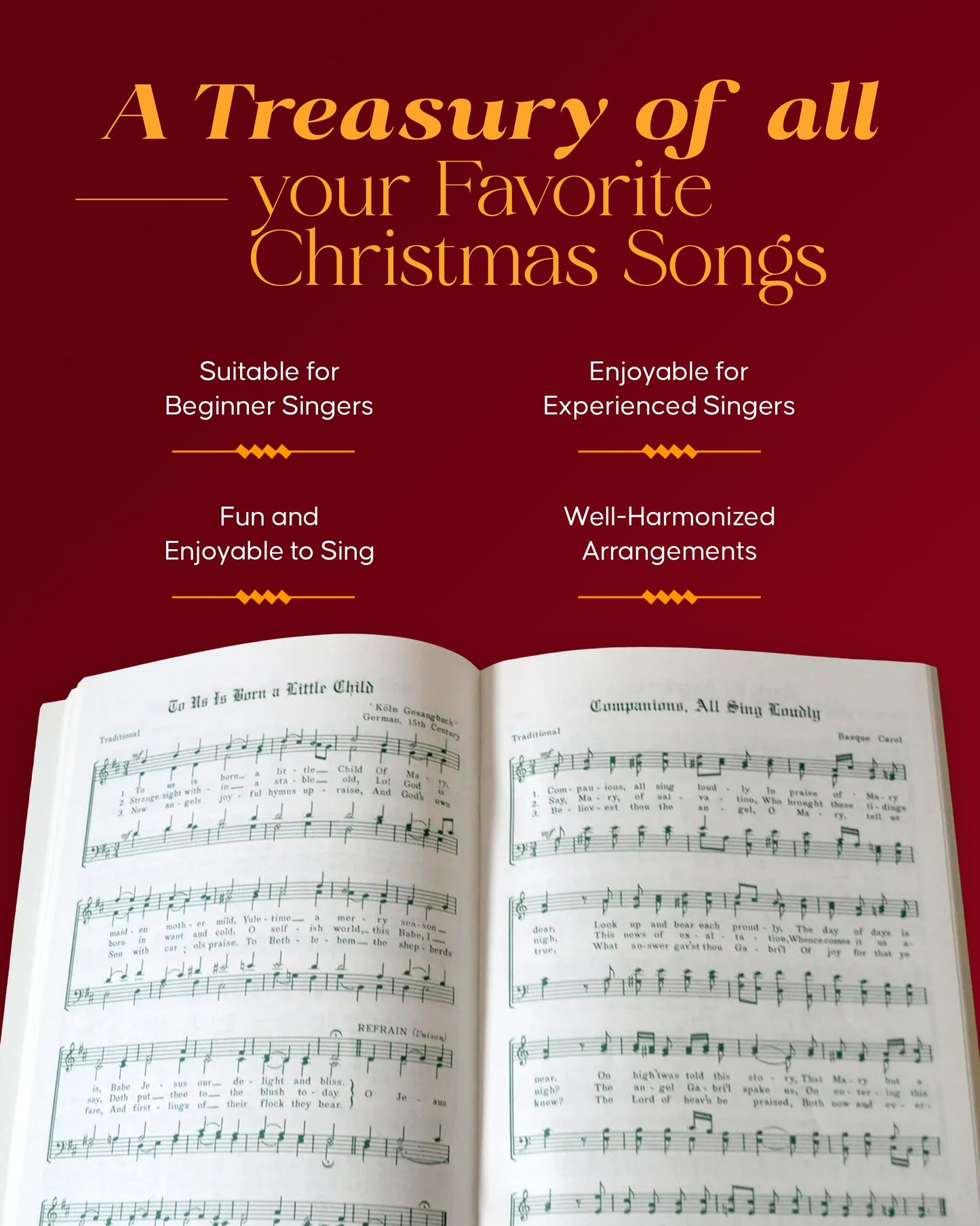 Christmas in Song - Christmas Music Book with 108 Traditional Holiday Songs - Christmas Sheet Music Collection for Children and Adults