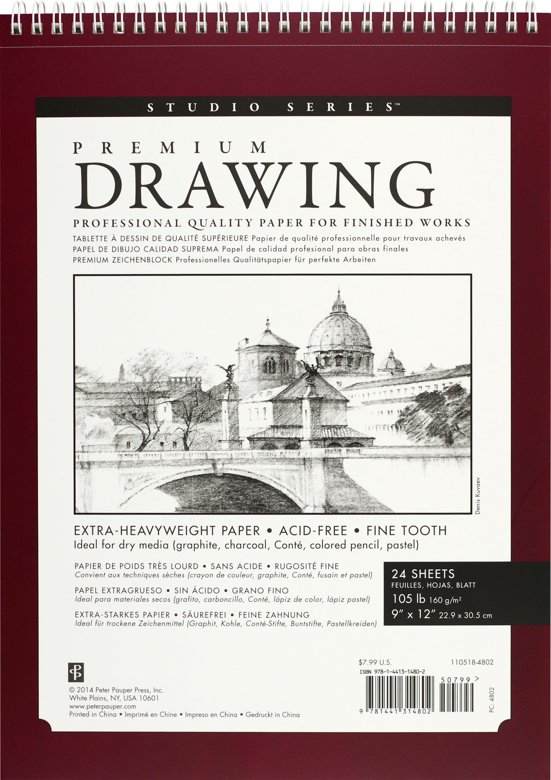 Large Premium Drawing Pad 9'' X 12'' (Sketchbook, Sketch book) (Studio)