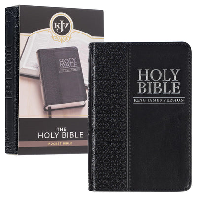 KJV Holy Bible, Mini Pocket Size, Black Faux Leather w/Ribbo