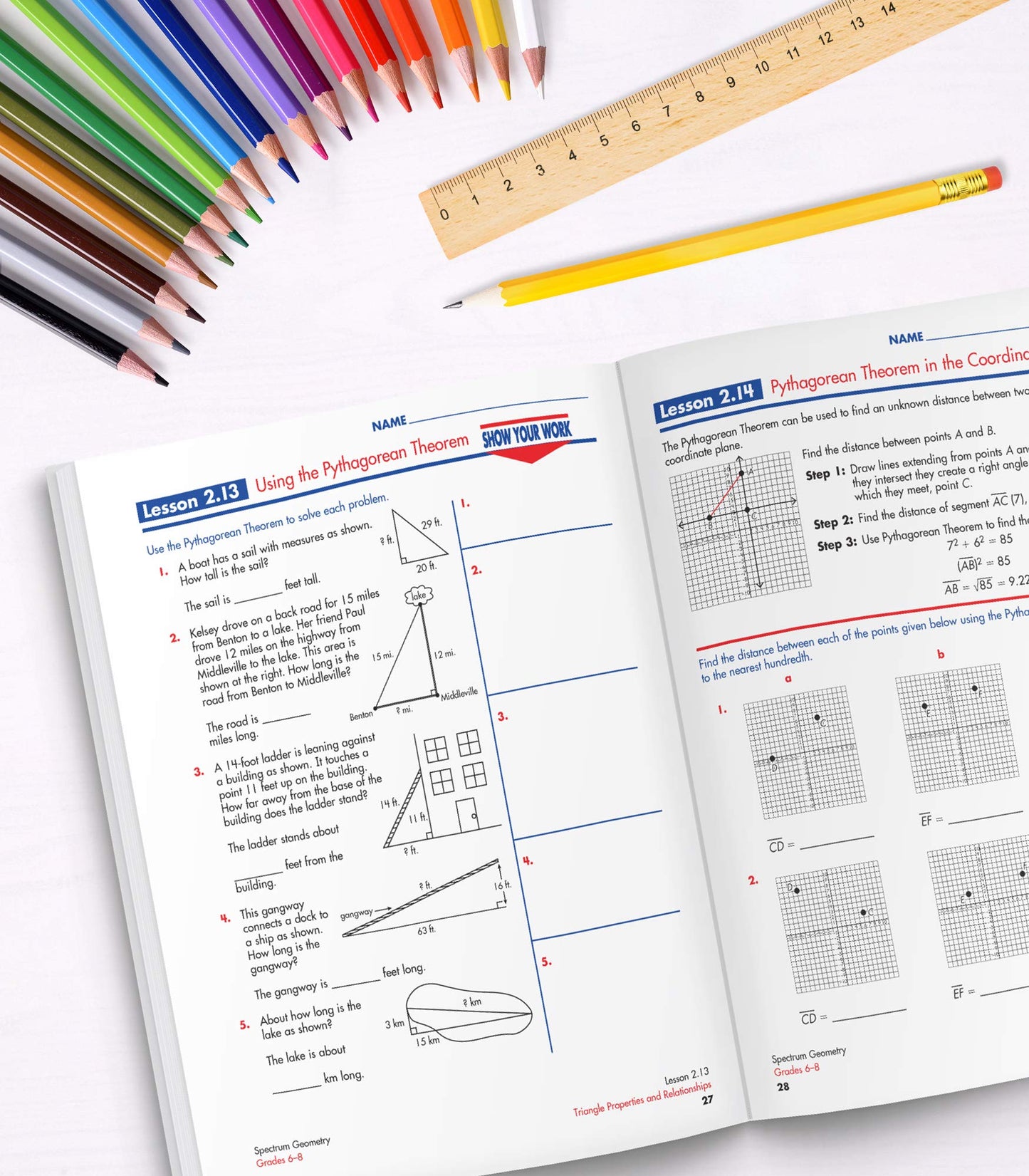 Spectrum Grades 6-8 Geometry Math Workbook, Mathematics Book for Kids Ages 11 to 14 Covering Geometric Shapes, Perimeter, Area, Volume, Angles, and More, Classroom or Homeschool Curriculum