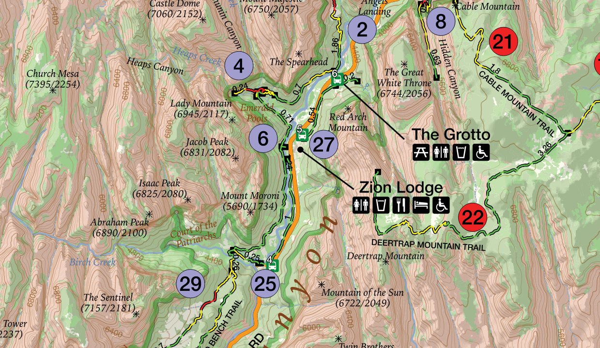 Day Hikes of Zion National Park Map Guide