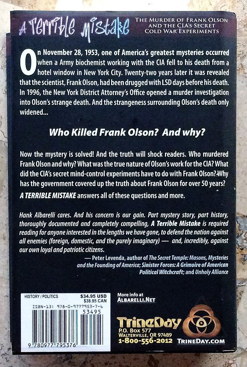 A Terrible Mistake: The Murder of Frank Olson and the CIA's Secret Cold War Experiments