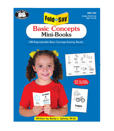 Super Duper Publications  Fold and Say Basic Concepts Mini-Books: 108 Reproducible Basic Concepts Activity Books  Educational Resource for Children