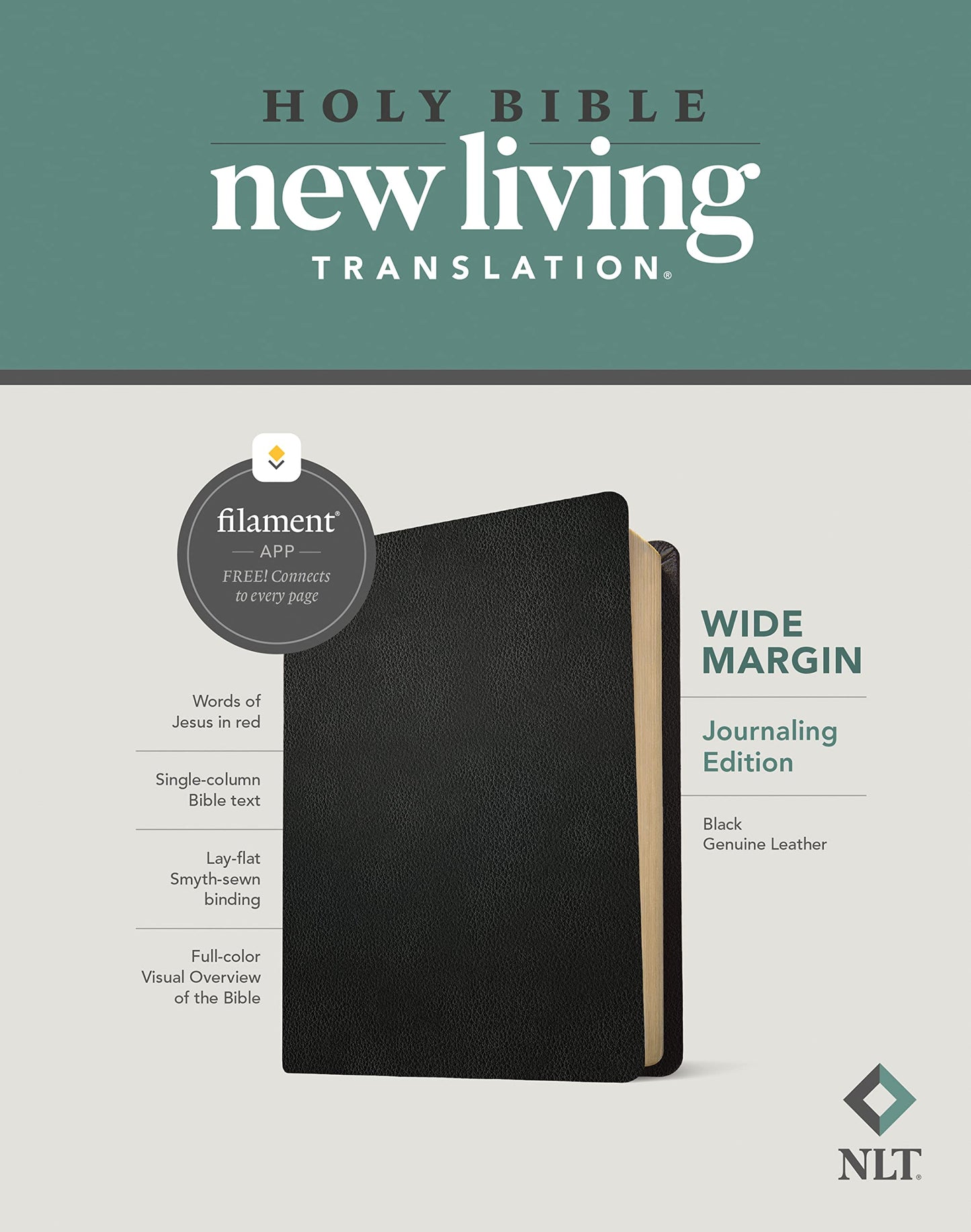 NLT Wide Margin Bible, Filament Enabled (Genuine Leather, Black, Red Letter)