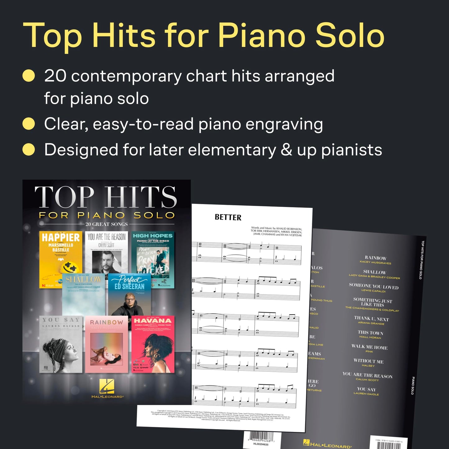 Top Hits for Piano Solo: 20 Great Songs