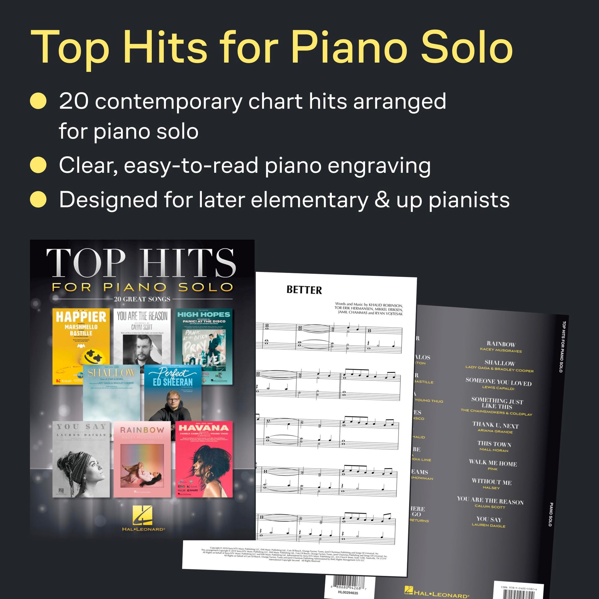 Top Hits for Piano Solo: 20 Great Songs