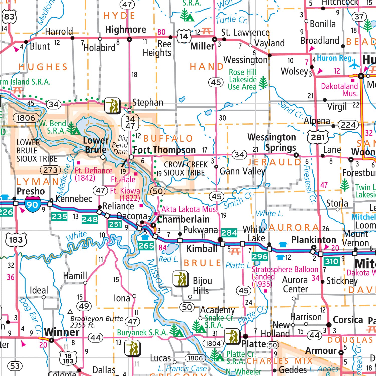 Rand McNally Easy to Fold: North Dakota, South Dakota Laminated Map