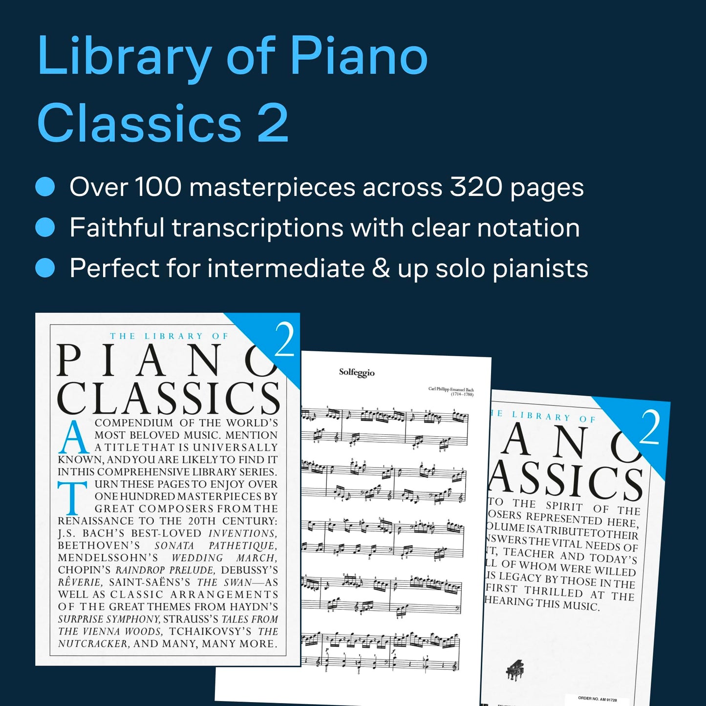 The Library of Piano Classics 2  Piano Solo Sheet Music Collection  Over 100 Masterpieces by Renowned Composers  Works from Bach, Mendelssohn, Tchaikovsky and More  Music Sales America Songbook