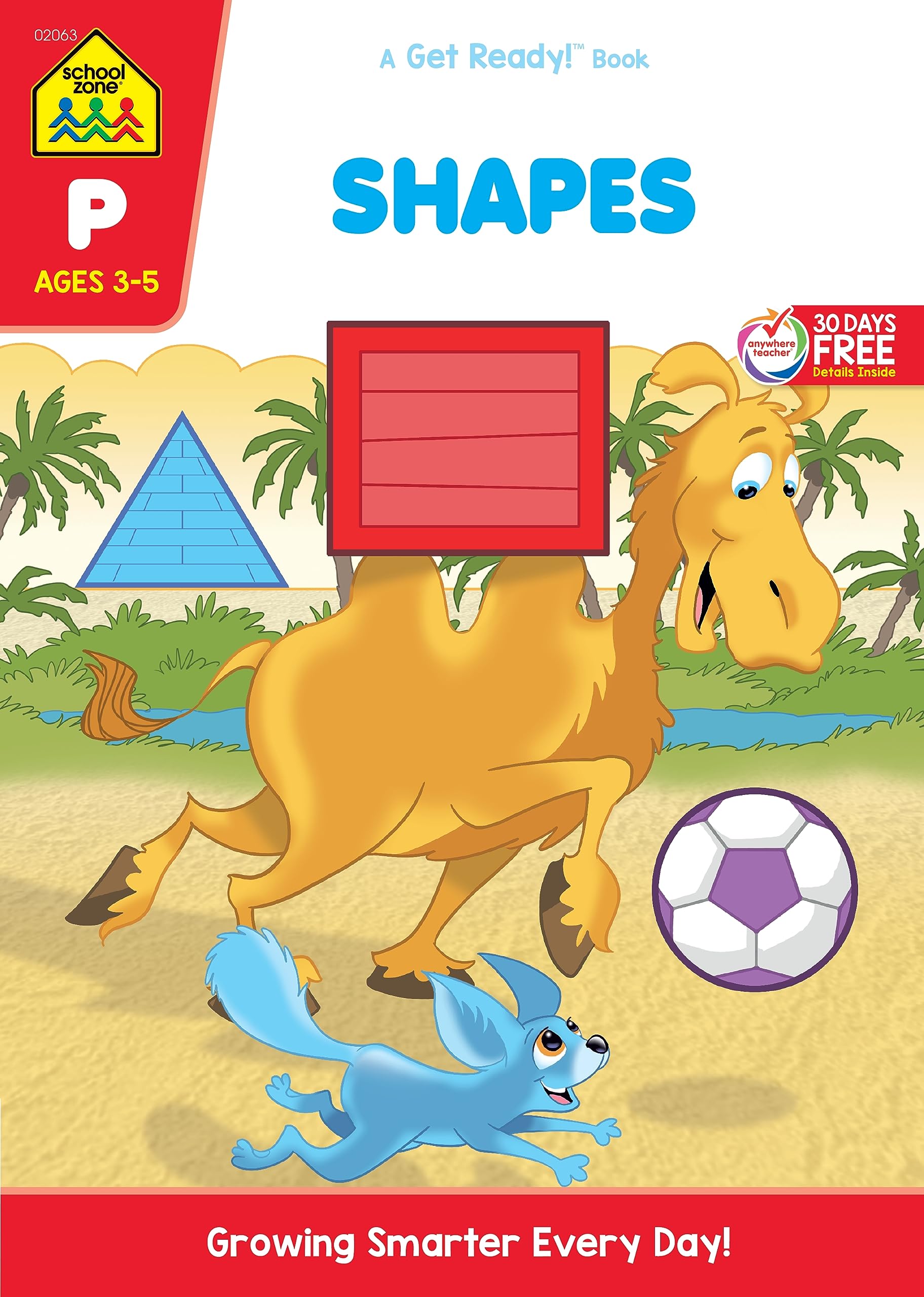 School Zone - Shapes Workbook - 32 Pages, Ages 3 to 5, Preschool to Kindergarten, Basic Shapes, Shape Names & Characteristics, Colors, Same or Different, and More (School Zone Get Ready! Book Series)
