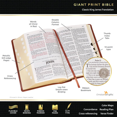 KJV Holy Bible, Giant Print Standard Size Faux Leather Red L