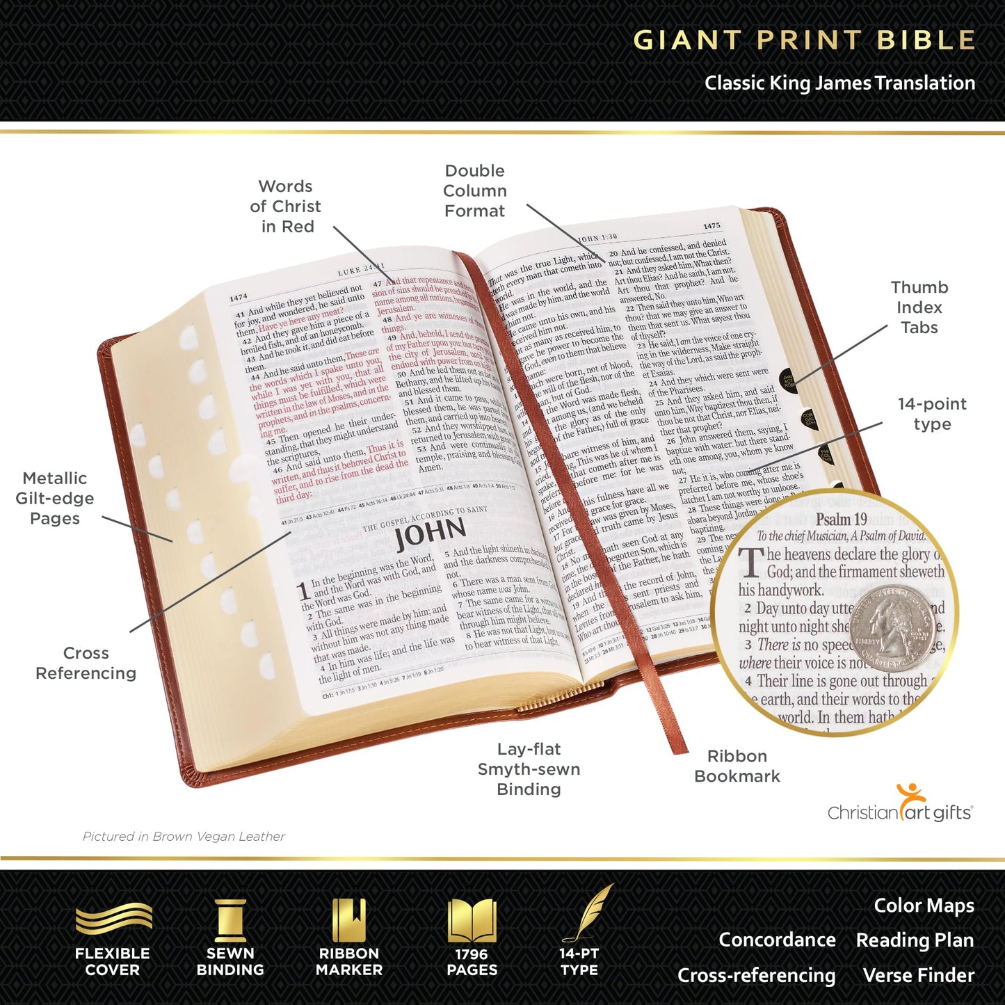 KJV Holy Bible, Giant Print Standard Size Faux Leather Red Letter Edition - Ribbon Marker, King James Version, Purple Floral (KJV Standard GP Editions)