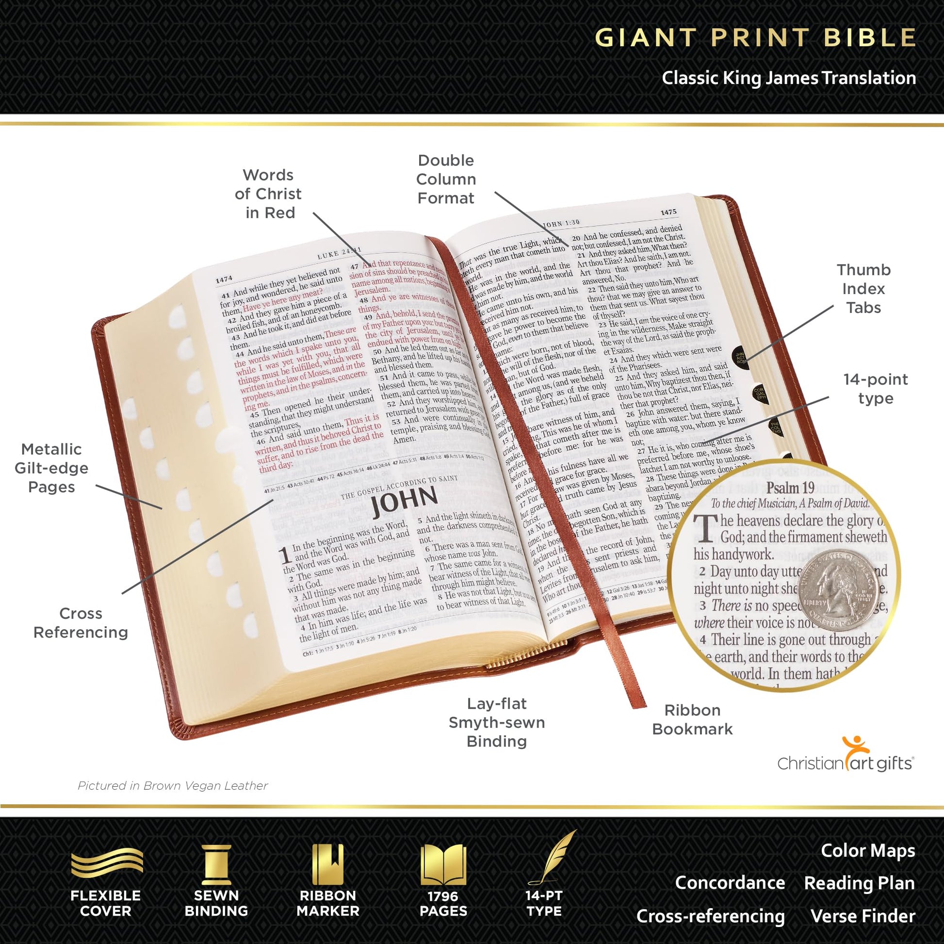 KJV Holy Bible, Giant Print Standard Size Faux Leather Red Letter Edition - Ribbon Marker, King James Version, Purple Floral (KJV Standard GP Editions)