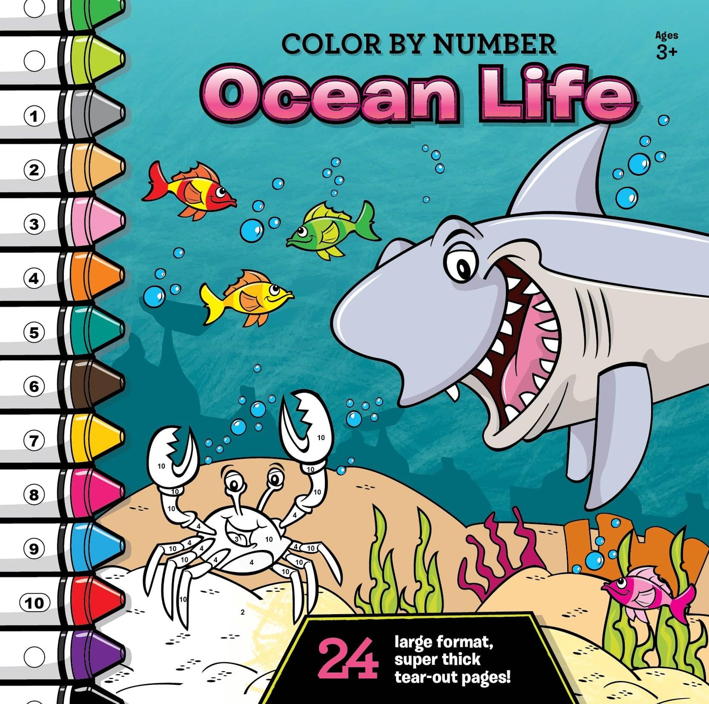 Color by Number: Ocean Life - Coloring Books for Kids 4-6 Years Old, Super Thick Pages, Tear-Out for Display