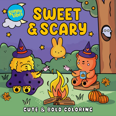Sweet & Scary Coloring Book - Fun Halloween Scenes to Color - 20 Perforated Pages, Thick Art Paper with Built-In Page Shield - Spooky-Cute Gift for Kids, Teens & Adults (Sunny Vibes)