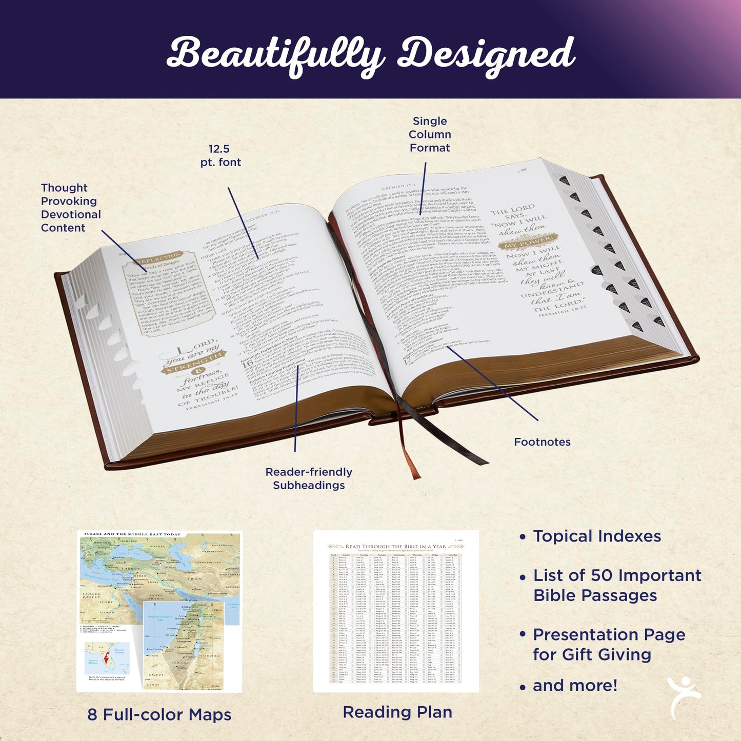NLT Family Heritage Bible, Large Print Family Heirloom Devotional Bible for Study, New Living Translation Holy Bible Vegan Leather Hardcover, ... Content, Black (NLT Family Heritage Editions)