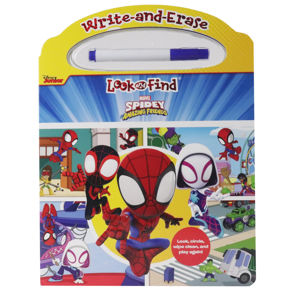Marvel Spider-man Spidey and his Amazing Friends - Write-and-Erase Look and Find Wipe Clean Board - PI Kids