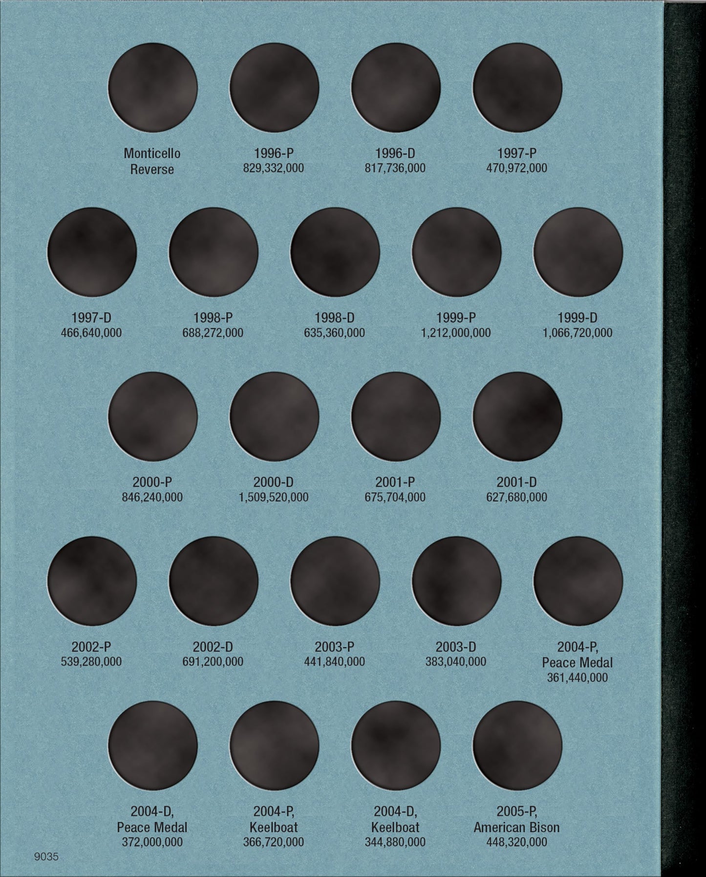Jefferson Nickels Folder Starting 1996 (Official Whitman Coin Folder)