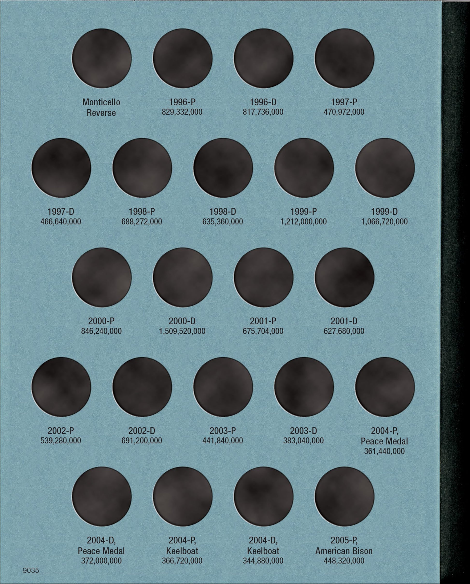 Jefferson Nickels Folder Starting 1996 (Official Whitman Coin Folder)