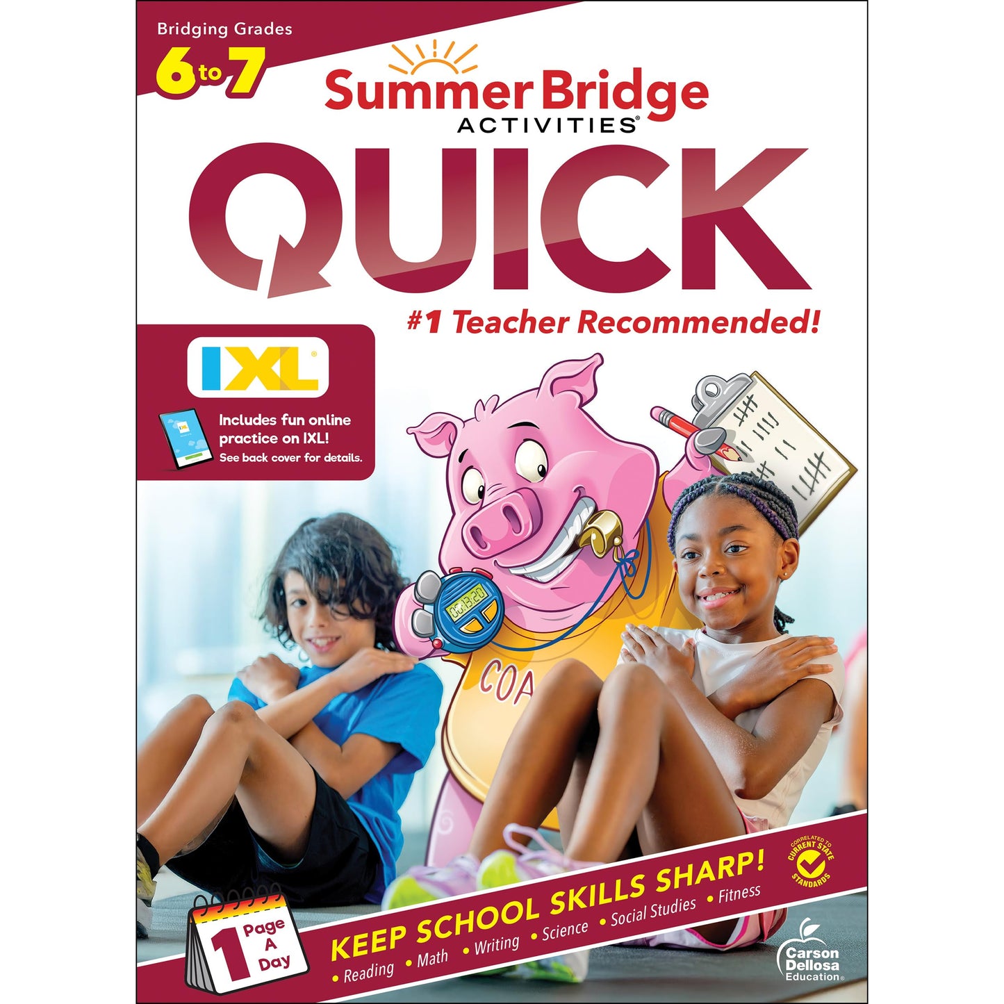 Summer Bridge Activities Quick 6th to 7th Grade Workbooks All Subjects, Middle School Books With Math, Language Arts, Social Studies, Science, Fitness, Reading, Handwriting, and Reinforcement Learning