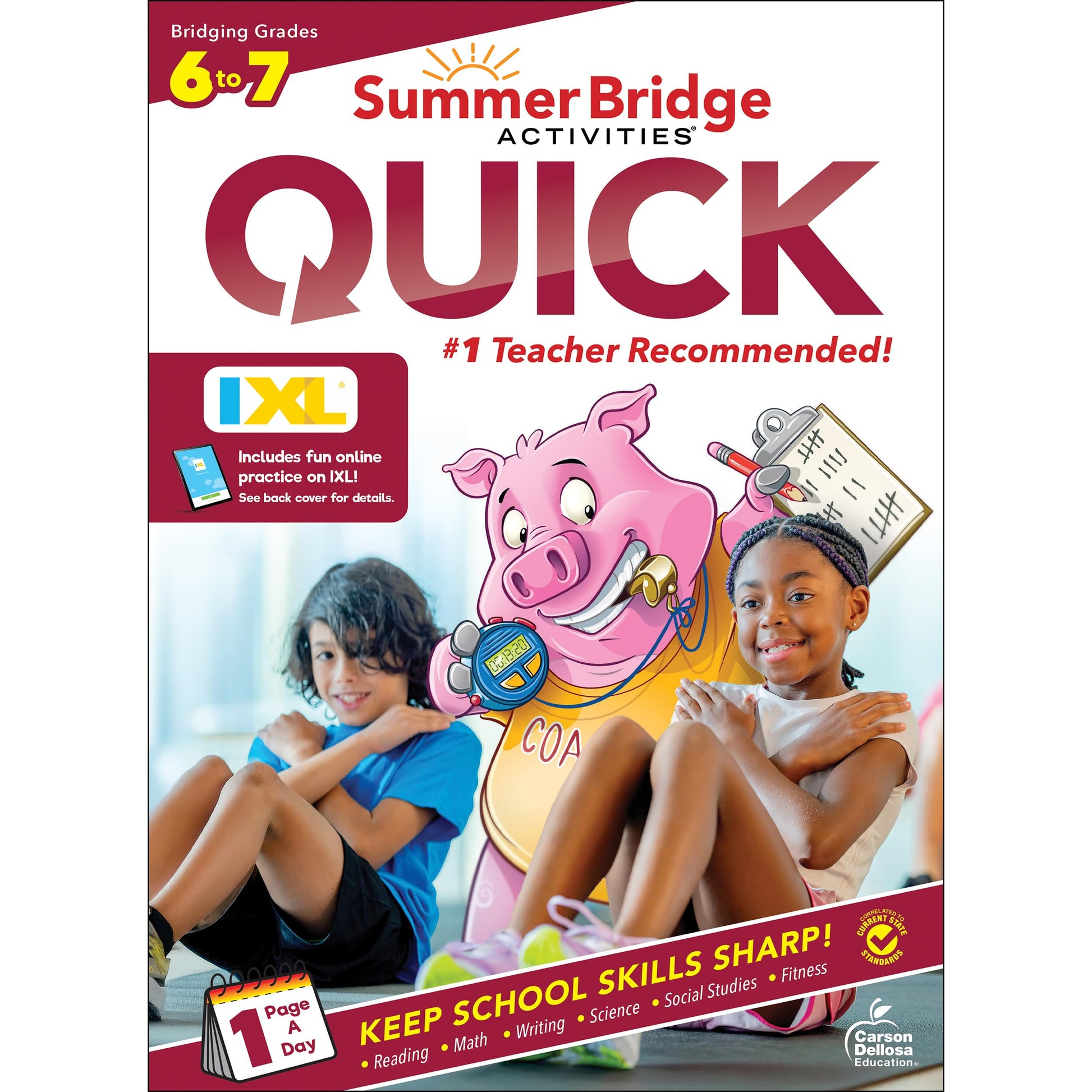 Summer Bridge Activities Quick 6th to 7th Grade Workbooks All Subjects, Middle School Books With Math, Language Arts, Social Studies, Science, Fitness, Reading, Handwriting, and Reinforcement Learning