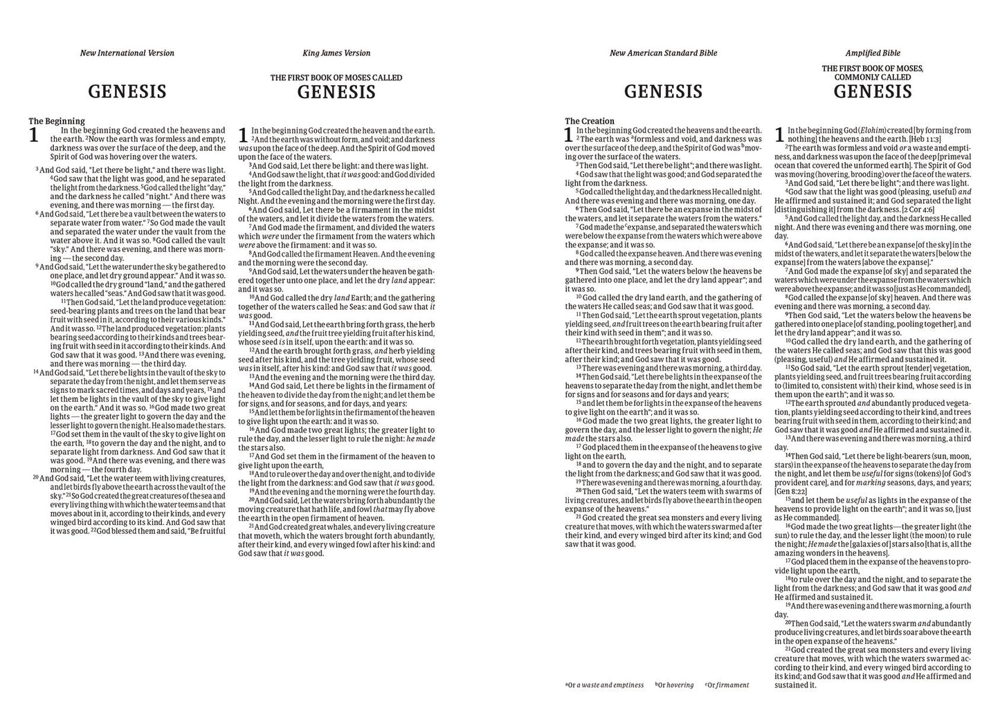 NIV, KJV, NASB, Amplified, Parallel Bible, Leathersoft, Black: Four Bible Versions Together for Study and Comparison