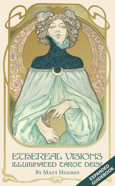 Ethereal Visions Illuminated Tarot Deck: Elegant 80-Card Art Nouveau Tarot Deck with Gold Foil, Full-Color 140-Page Guidebook, Hand-Drawn Illustrations - Ideal for Beginners & Collectors