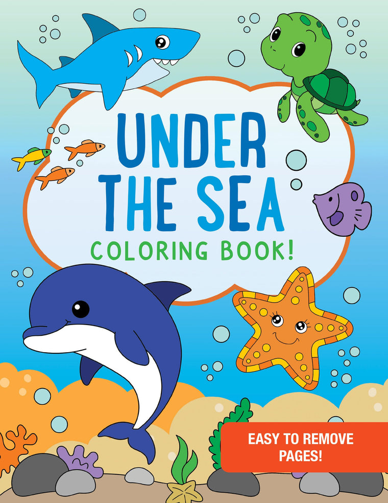 Under the Sea Coloring Book - 35 simple and bold designs for kids. Perforated pages for easy removal.