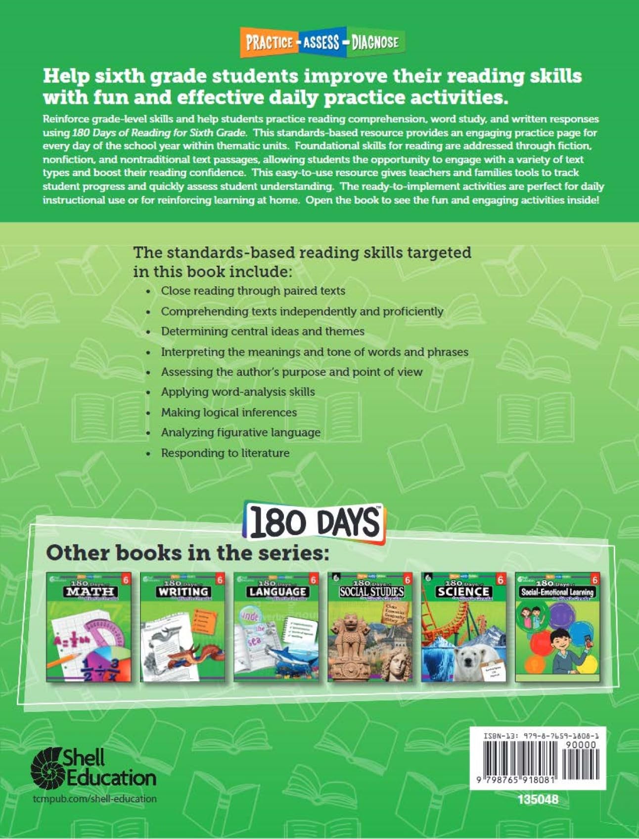 180 Days: Includes Reading 2nd Edition, Writing, and Math for 6th Grade Practice Workbook for Classroom and Home, Cool and Fun Practice Created by Teachers (180 Days of Practice)