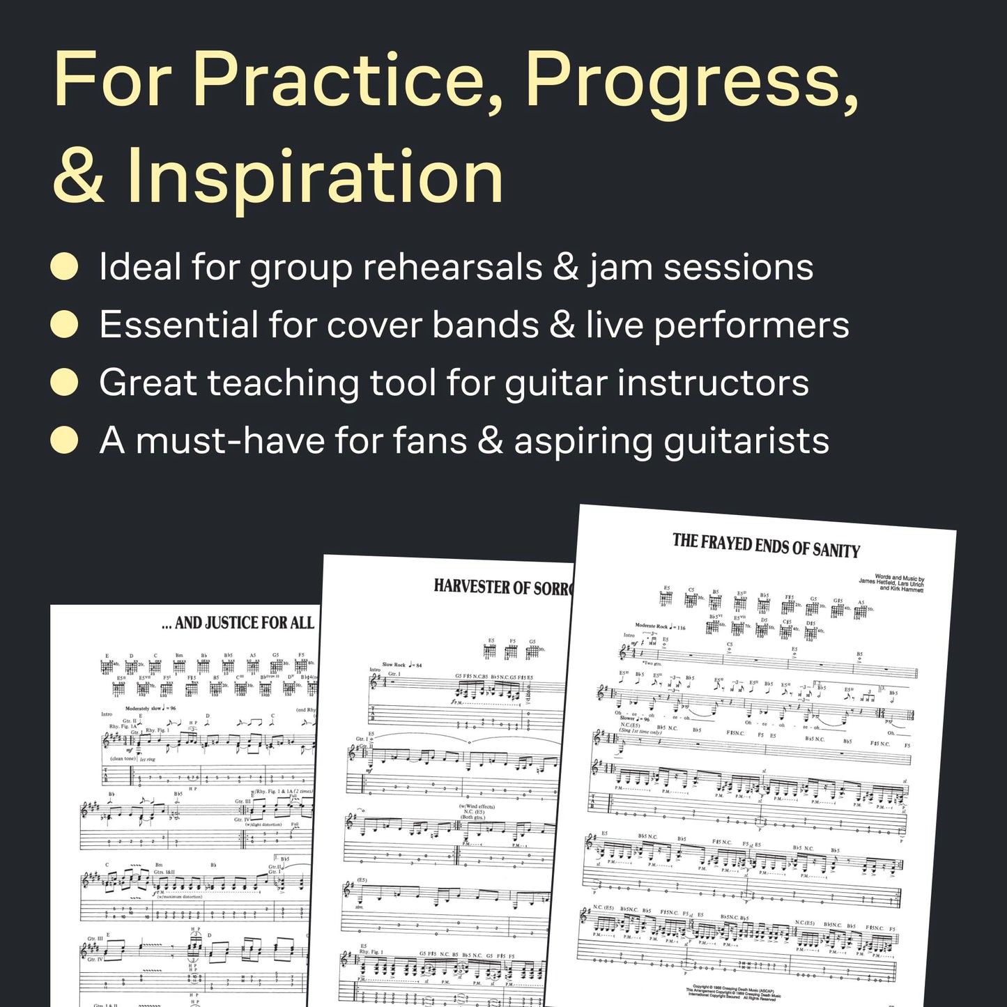 Metallica - ...And Justice for All  Guitar Tablature Songbook with Authentic Transcriptions  Play It Like It Is Sheet Music for Electric Guitar  Includes 9 Classic Metal Tracks