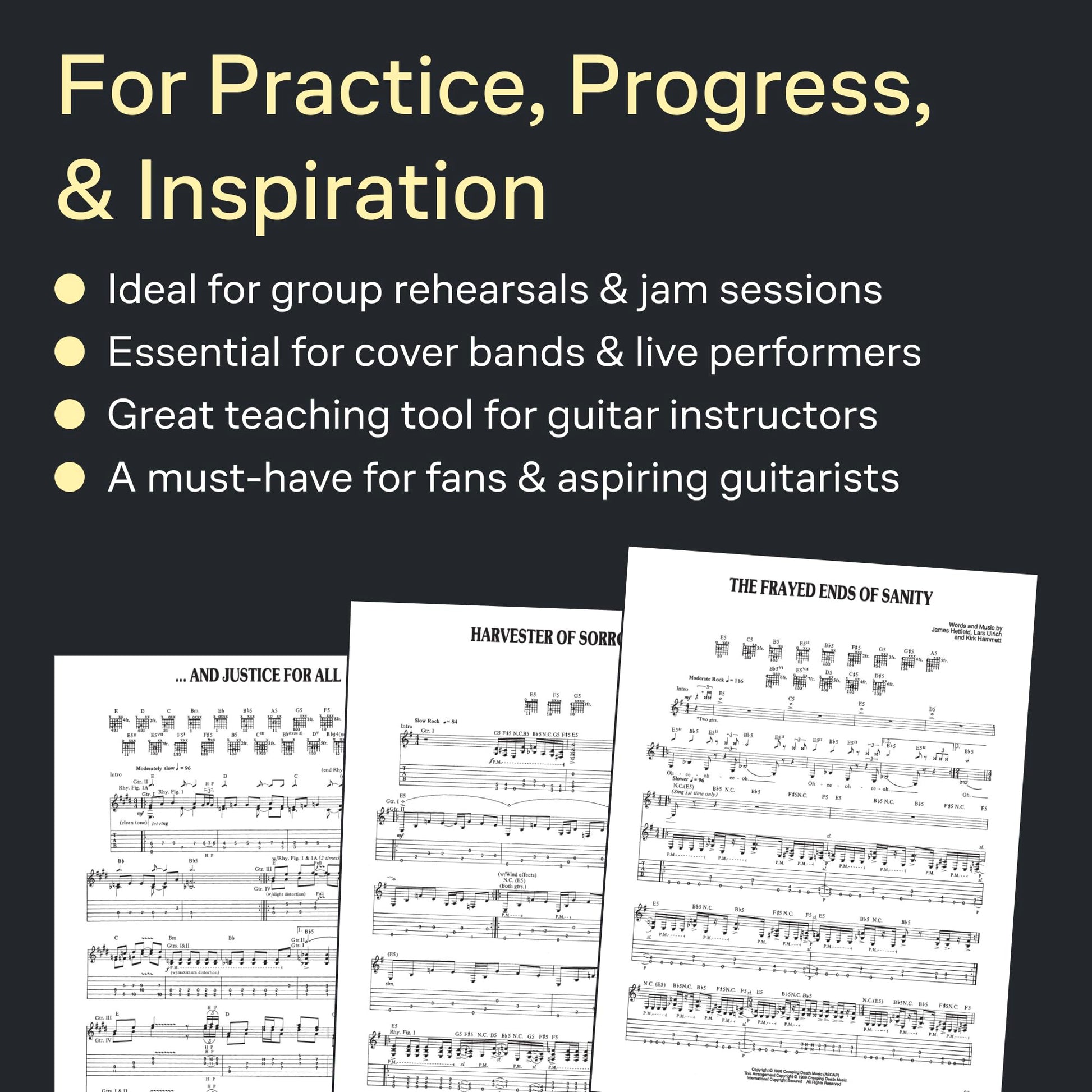 Metallica - ...And Justice for All  Guitar Tablature Songbook with Authentic Transcriptions  Play It Like It Is Sheet Music for Electric Guitar  Includes 9 Classic Metal Tracks