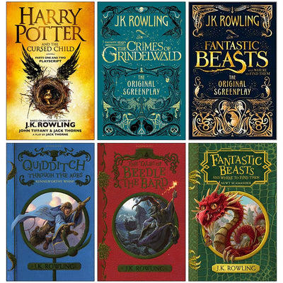 J.K. Rowling Collection 6 Books Set (Harry Potter and the Cursed Child Parts One and Two, Fantastic Beasts The Crimes of Grindelwald,The Original Screenplay,Quidditch Through the Ages and more)