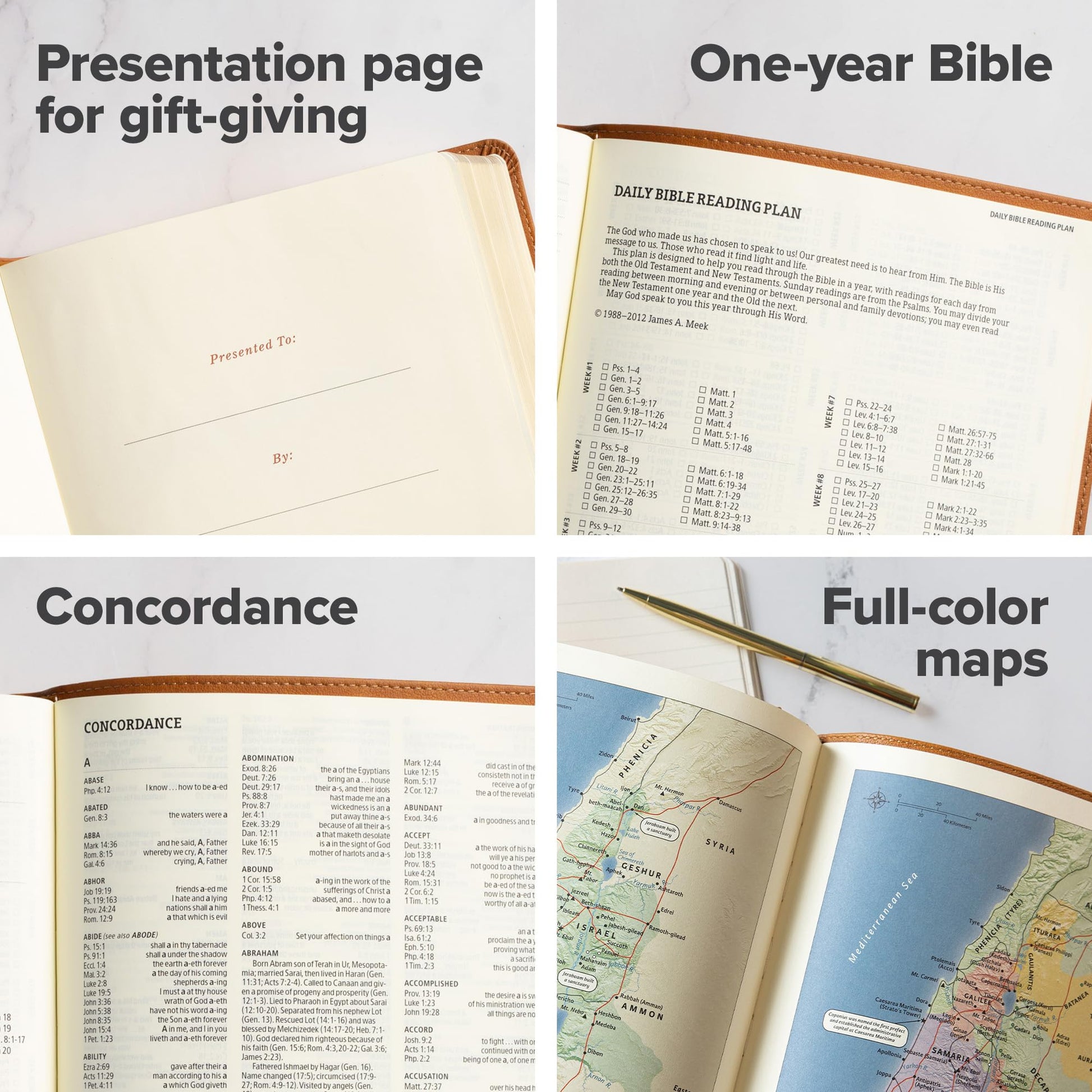KJV Notetaking Bible, Large Print Edition, Camel LeatherTouch, KJV Holy Bible, Red Letter, Wide Margins, Journaling Space, Single-Column, Reading Plan, Easy-to-Read Bible MCM Type