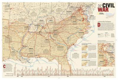 National Geographic Battles of the Civil War Wall Map (35.75 x 23.25 in) (National Geographic Reference Map)