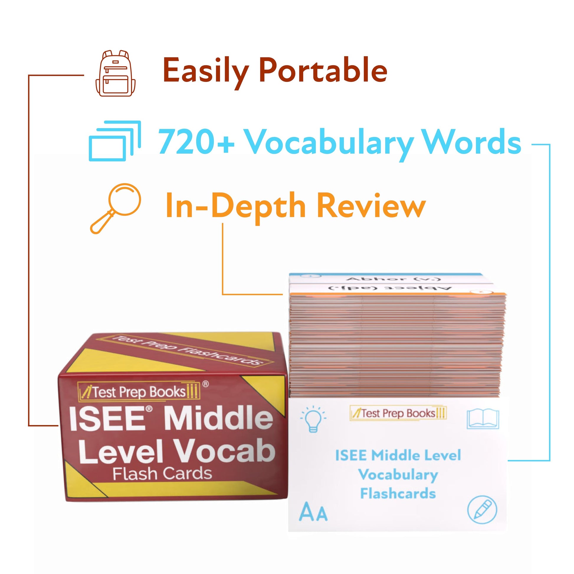 ISEE Middle Level Vocabulary Study Cards: ISEE Middle Level Vocabulary Test Prep and Practice [Full Color Cards]