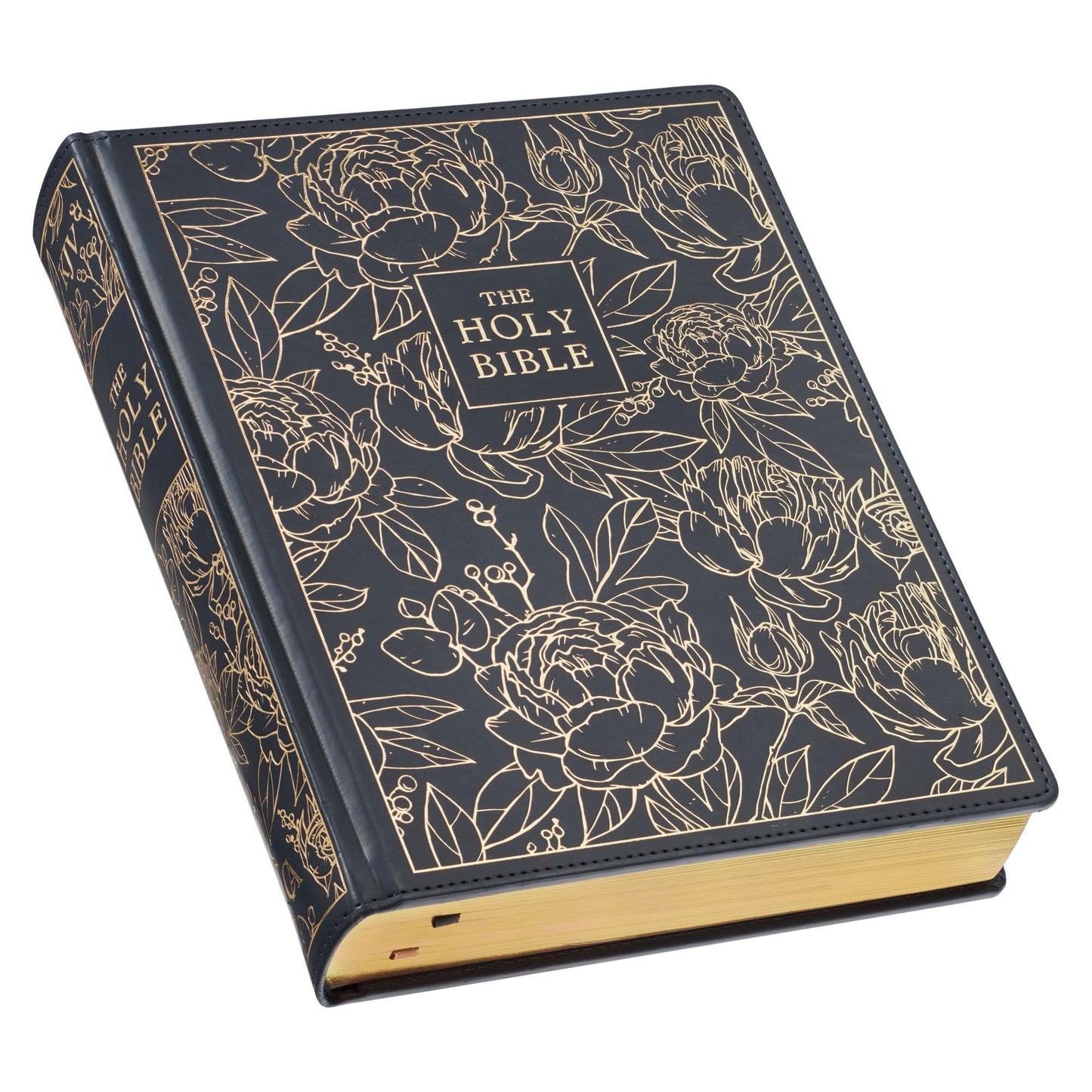 KJV Holy Bible, Large Print Note-taking Bible, Faux Leather Hardcover - King James Version, Navy w/Gold Floral (KJV Note-taking Editions)