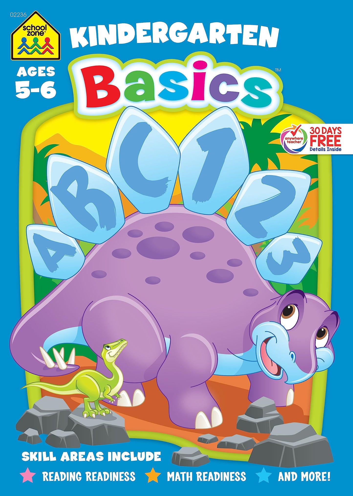 School Zone Kindergarten Basics Workbook: 64 Pages, Reading & Math Readiness, Alphabet, Shapes, Patterns, Numbers 0-10, Beginning Sounds, Ages 5-6, Covers May Vary