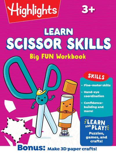 Learn Scissor Skills Big Fun Workbook: Practice Scissor Skills, Cutting and Pasting, Shapes and More, Preschool Cutting Activity Book with Puzzles and Colorful Crafts