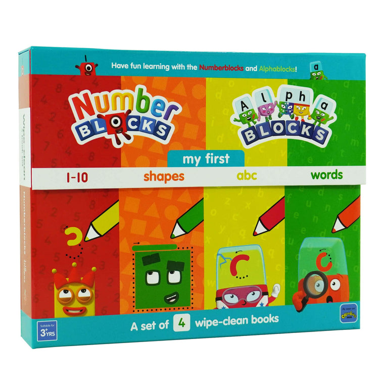 Numberblocks and Alphablocks: My First Numbers and Letters 4 Book Wipe-Clean Box Set (pen included): a set of 4 wipe-clean books (pens included)
