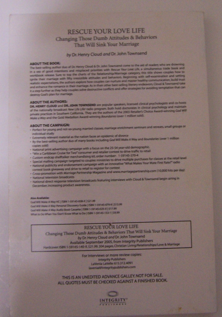 Rescue Your Love Life — back cover