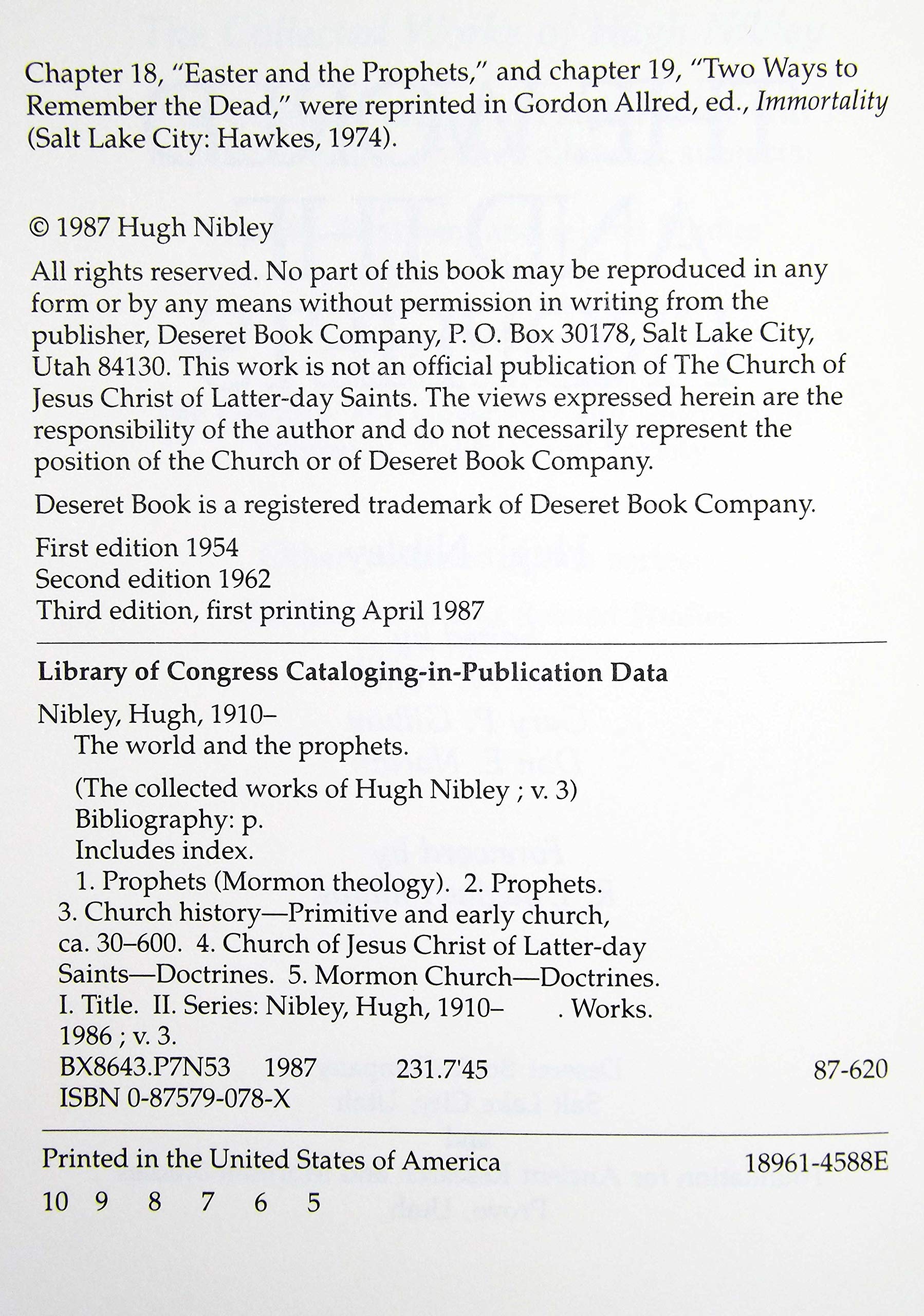 The World and the Prophets (The Collected Works of Hugh Nibley, Vol 3)