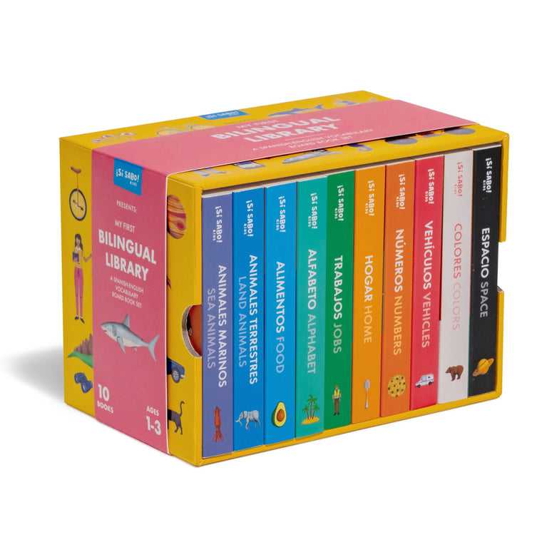 My First Bilingual Library: A Spanish-English Vocabulary Board Book Set of Colors, Numbers, Animals, ABCs, and More (Si Sabo Kids)