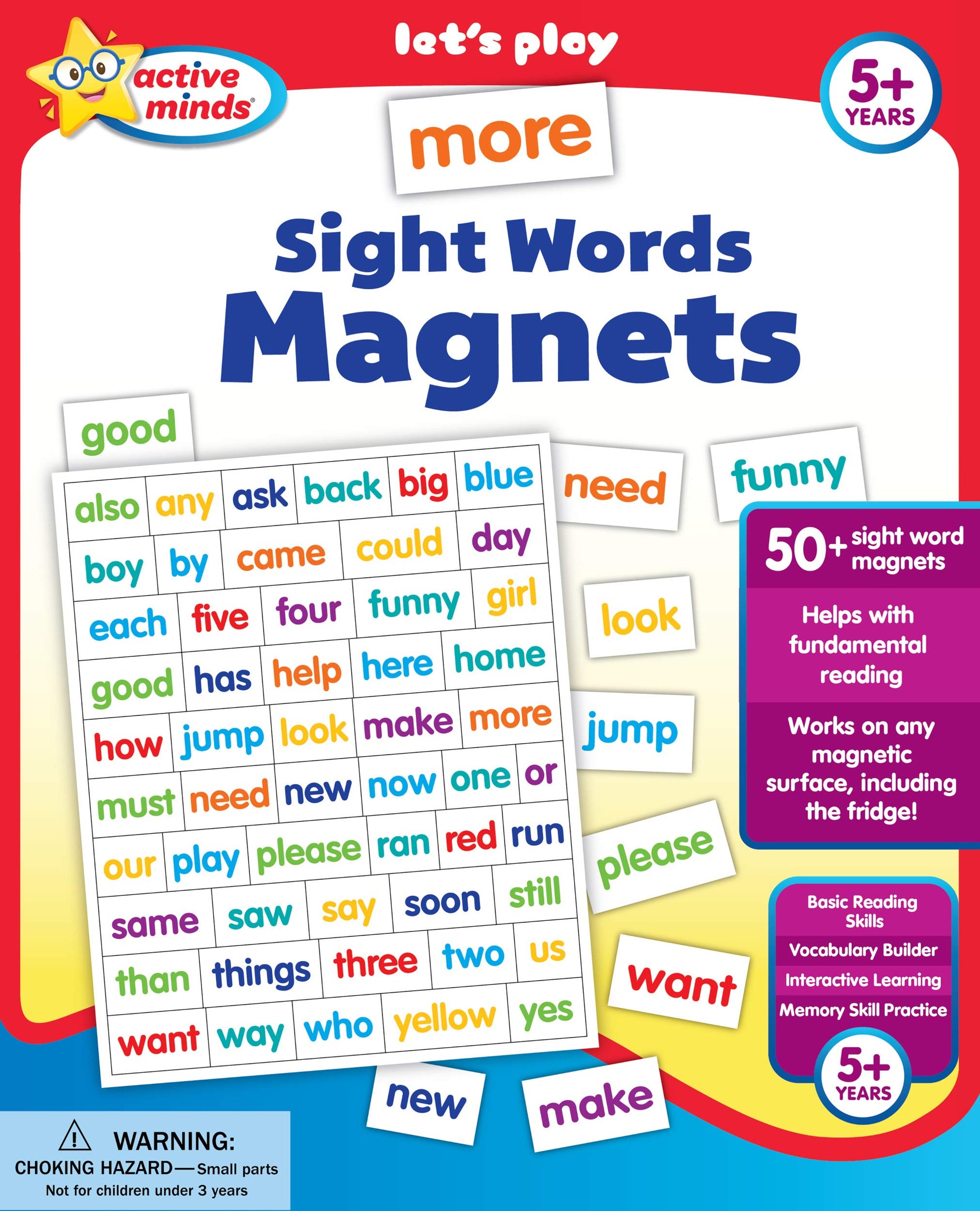 Active Minds More Sight Words Magnets - Learn and Practice Language Building Skills needed for Reading (Ages 5 and Up)