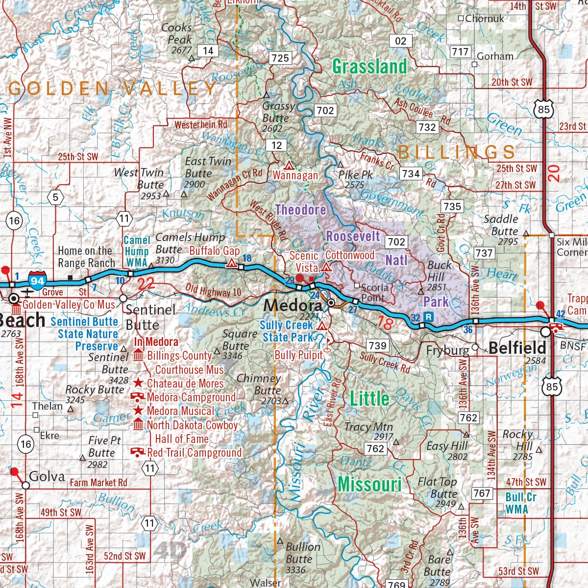 North Dakota, The Peace Garden State, Recreation Map, 2015 Edition (Benchmark)